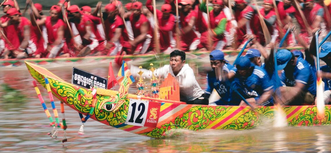 Ooc Om Bok Festival - Boat Race at Khmer Festival in Soc Trang Vietnam